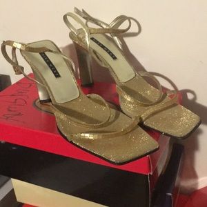Gold heels sandals